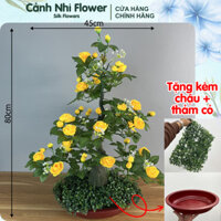 Cây Hoa Hồng Trà Cổ Dáng Bonsai Nhân Tạo – Decor Không Gian Sang Trọng