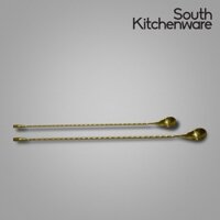 Cây khuấy Bar Spoon hình giọt nước INOX loại ngắn màu vàng
