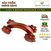 Cây lăn massage toàn thân 4 bánh gai đa năng làm từ gỗ thơm tự nhiên