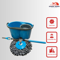 Cây lau nhà 360 độ, chổi lau nhà thông minh tự vắt với thiết kế rổ và mâm bằng nhựa kèm bông lau KH003 khangtrang