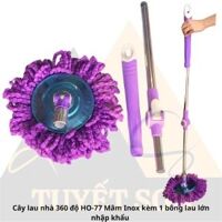 Cây lau nhà 360 độ HO-77 Mâm Inox kèm 1 bông lau lớn nhập khẩu