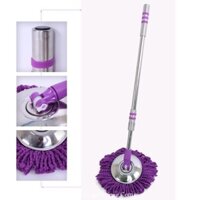 Cây lau nhà 360 độ tự vắt thông minh mâm inox-cây lau inox kèm bông lau Microfiber siêu thấm hút