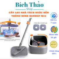 Cây lau nhà tách nước bẩn Thái Lan Min Mop M34 - Giặt vắt 2 trong 1, bảo hành 6 tháng