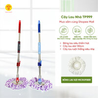 Cây Lau Nhà Thay Thế TP999 Trần Phát, Cây Lau Dài 135cm Vắt Siêu Nhẹ, Có Mút Xốp Êm Tay, Tặng Kèm 1 Bông Lau