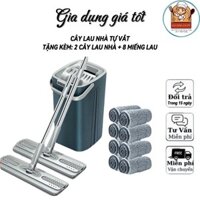 Cây lau nhà  tự vắt 360 độ chính hãng tặng kèm 2 chổi lau, 8 bông lau