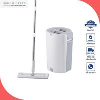 Cây Lau Nhà Tự Vắt Bình Tròn Cao Cấp, Chổi Lau Cán Dài Đầu Xoay 360 Độ - Broom Green PR03