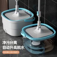 Cây lau nhà tự vắt, bộ lau sàn xoay 360 độ kèm xô đựng tách nước bẩn thế hệ mới，Có vòi xả nước