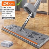 Cây lau nhà tự vắt inox Lusen KN45B, bàn lau lớn 45cm, con lăn trợ lực thông minh, khớp xoay 360 độ