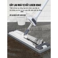 Cây lau nhà tự vắt Lusen-KN42, chổi lau xoay 360 độ thông minh bàn lau chất liệu hợp kim nhôm cao cấp kích thước 42x12cm