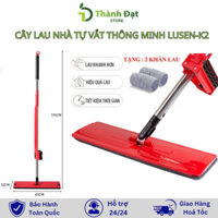 Cây lau nhà tự vắt thông minh Lusen-K2 bàn lau lớn 38cm, con lăn trợ lực, thanh thép không gỉ, đa năng xoay 360, 2 bông