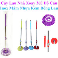 Cây Lau Nhà Xoay 360 Độ Cán Inox Mâm Nhựa Tiện Dụng Kèm Bông Lau