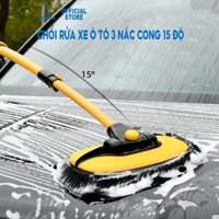 Cây lau rửa xe, Chổi lau ô tô 3 nấc cong 15 độ cán dài, sợi lau mềm mịn