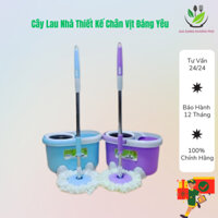 Cây lau sàn nhà Eccox thông minh xoay 360 độ lồng xoay Inox chống gỉ thiết kế chân vịt đáng yêu hàng tặng kèm bông lau