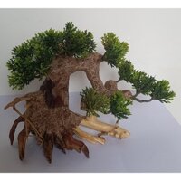Cây Lũa Bonsai Ghép Tán Lá Nhựa Giả Trang Trí Hồ Bể Cá