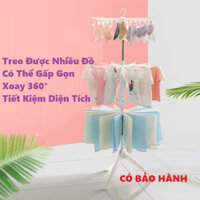 Cây Phơi Đồ 3 Tầng Gấp Gọn - Kệ Phơi Treo Quần Áo Đồ Sơ Sinh Đồ Tã Lót Cho Bé Xoay 360 Độ