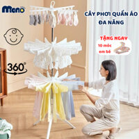 Cây Phơi Đồ Cho Bé MONO Giá Treo Quần Áo Sơ Sinh Inox 3 Tầng 170cm, 48 Kẹp Xoay 360 Độ Gấp Gọn