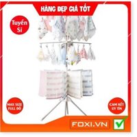 Cây phơi đồ đa năng INOX cao cấp-3 tầng-2 tầng móc kẹp-1 tầng thanh phơi-móc kẹp xoay 360 độ