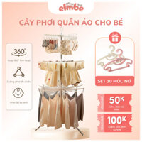 Cây Phơi Quần Áo Cho Bé Elmbe, Giá Treo Đồ Sơ Sinh Inox 3 Tầng 170cm, 48 Kẹp Xoay 360 Độ Gấp Gọn