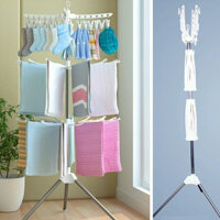 Cây phơi quần áo đa năng cho bé 3 tầng, giá phơi đồ 3 tầng, giàn phơi quần áo sơ sinh gấp gọn tiện ích