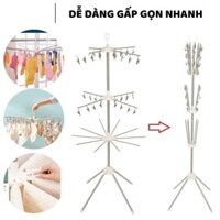 Cây phơi quần áo inox 3 tầng 56 kẹp móc,xoay 360 độ