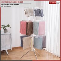 Cây Phơi Quần Áo Tất Vớ Cho Bé Sào Treo Đồ Đa Năng 3 Tầng Xoay 360 Gấp Gọn Tiện Lợi CQA-360