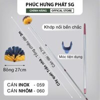 Cây quét trần nhà, móc áo đa năng cán Inox và cán nhôm hàng dày đẹp HIWA-VŨ KHẢI dài 3m bông 27cm.