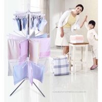 Cây Sào Giá Phơi Đồ Quần Áo khung inox Tất Vớ Cho Bé Và Gia Đình Đa Năng 3 Tầng Xoay 360 độ