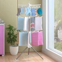Cây Sào Phơi Đồ Gấp Gọn Khung Inox Cao Cấp 3 Tầng 24 Kẹp Đa Năng Xoay 360 Treo Đồ Cho Trẻ Em, Bé Sơ Sinh