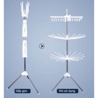 Cây sào phơi đồ inox thông minh gấp gọn đa năng 3 tầng, treo đồ cho trẻ em, bé sơ sinh