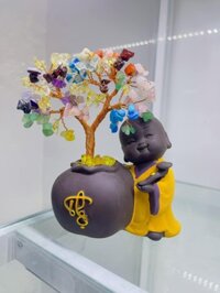 Cây tài lộc phong thủy đá thạch anh, cây tài lộc mini để bàn làm việc - Mẫu 3