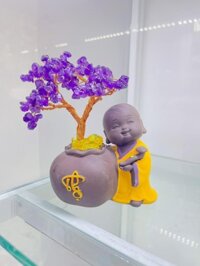 Cây tài lộc phong thủy đá thạch anh, cây tài lộc mini để bàn làm việc - Mẫu 1