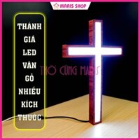 Cây Thánh Giá Vân Gỗ LED Sáng Trắng Tiết Kiệm Điện Nhiều Kích Thước Lớn Để Bàn Thờ Chúa, Phòng Thờ, Nhà Nguyện Nhà Thờ