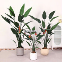 Cây thiên điểu lá nhọn 180cm giả decor phòng khách.