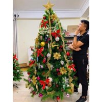 Cây thông Noel 1m8 đủ phụ kiện( dây kim tuyến, đèn nháy, quả châu, bông tuyết,...) Freeship