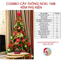 Cây Thông Noel 1m8 Kèm Phụ Kiện Tone Đỏ / Vàng / Xanh