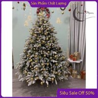 Cây Thông Noel 2m . 2 Loại Lá Phủ Tuyết Cây Tự Động Chân Sắt Tặng 200 quả châu vàng + ngôi sao đỉnh