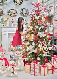 Cây thông noel 2m combo pe gl sương sa hạt lựu