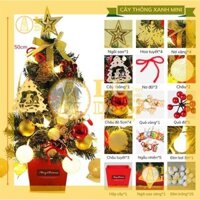Cây thông noel 50cm trang trí giáng sinh, set cây thông đầy đủ phụ kiện l LU Decor