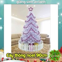 Cây thông noel A7 màu trắng trong 90cm trang trí giáng sinh nhà thờ, phòng khách kèm ngôi sao đỉnh và dây kim tuyến