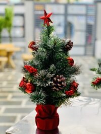 Cây thông Noel để bàn cao 38cm, 60cm, 75cm hàng công ty kèm phụ kiện trang trí - Trang trí Noel Giáng sinh - Cây thông 3 lá xanh - 38cm