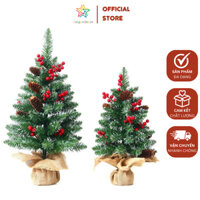 Cây thông Noel mini PVC L677 trái đỏ và thông, trang trí decor dịp Giáng sinh văn phòng, quán cafe | Sài Gòn Decor
