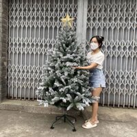Cây Thông Noel Pe Phủ Tuyết Cây Tự Động Cao 1M8 Tặng Kèm 4 Sợi Kim Tuyến + 1 Ngôi Sao Xi Bóng