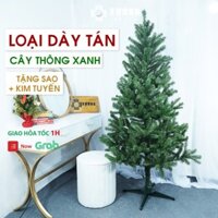 Cây Thông Noel tán dày 2m/ 1m8/ 1,5m xanh đầu tròn, Hàng Loại Đẹp Tặng Kèm Phụ Kiện