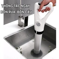 Cây Thông Tắc Bồn Cầu Nhà Vệ Sinh , Bồn Rửa Bát,... Tặng 4 Đầu Hút + Bơm - Súng Thông Cống Áp Suất Cao