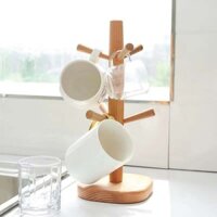 Cây treo cốc gỗ decor phòng bếp
