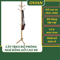 Cây Treo Quần Áo Gỗ 3 Chân OVIAN Cây Treo 9 Móc, Chất Liệu Gỗ Cao Su Chắc Chắn, Thích Hợp Phòng Ngủ