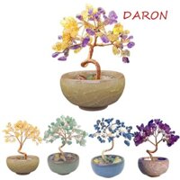 Cây tự nhiên DARON, Cây đá quý dây đồng tâm linh, Bàn sức khỏe Trang trí gốm sứ Đế thủ công May mắn Tượng văn phòng