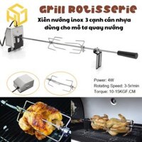 Cây xiên quay nướng gà vịt cho máy quay tự động | xiên nướng gà vịt inox 4 cạnh