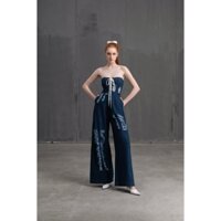 Cazi - Jumpsuit bò cúp ngực quần suông - Enigmatic Eclipse Jumpsuit vải bò xước form cứng phong cách cá tính