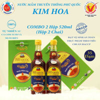 CB5.Combo 2 hộp Nước Mắm Cốt Truyền Thống Phú Quốc Kim Hoa 35 Đạm 2 chai thủy tinh 520ml/hộp 2 chai